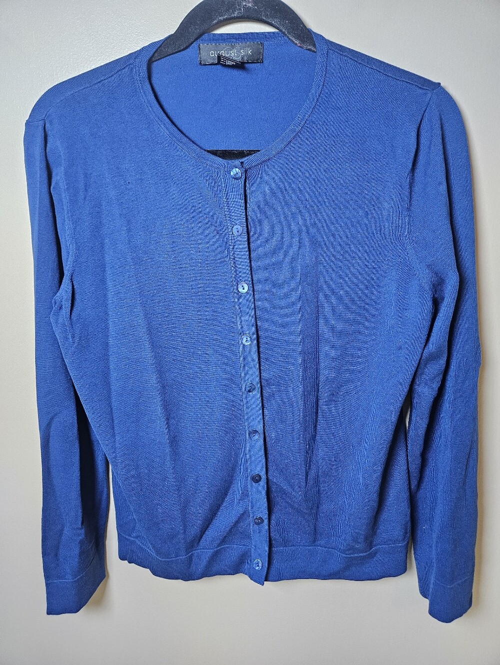 August Silk Blend Blue Mother Of Pearl Button Front Sweater Cardigan Xlarge